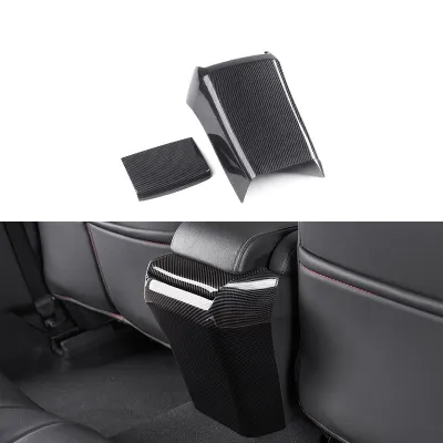 Carbon Fiber Car Rear Armrest Box Anti-Kick Plate Armrest Panel Trim Cover for Honda Civic 10Th 2016-2019 Armrest Box Anti-Kick Trim