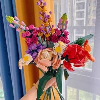 Compatible with LEGO Handmade Eternal Life Bouquet Roses Tulips and Building Blocks Living Room Placement for Girlfriend Gifts Music Box toys