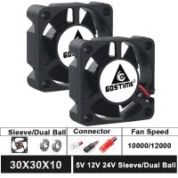 2ชิ้นลูกปืนคู่ Gdstime 5V DC 12V 24V 3ซม. 30มม. พัดลมเย็น30X30x10m 3010 Brushelss ตู้เย็นขนาดเล็ก2PIN พัดลมทำความเย็น/Dupont