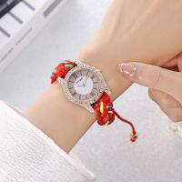 【July】 2023 macaron hand-woven bracelet watch female fashion creative Roman student rhinestone hand-mounted