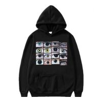 (Best Movement)2022ผู้ชาย Hip Hop Streetwear Hoodie Sweatshirt Eyes พิมพ์ Harajuku Pullover ฤดูใบไม้ร่วงขนแกะ Casual Hooded Hoodie เสื้อเหงื่อสีดำ