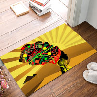 African Sunset Landscape Animal Elephant Anti-Slip Doormat Bedroom Kitchen Mat Bathroom Rug Home Doormat for Entrance Door