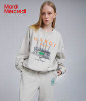 เทียน Mardi Mercredi คอกลมพิมพ์ลายเค้กเสื้อกันหนาวลำลองเสื้อแบบหลวมเพรียวบาง Unisex