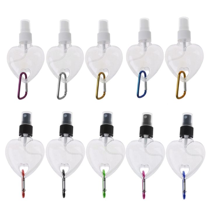 5pcs-50ml-reusable-portable-heart-spray-bottle-hand-sanitizer-travel-small-size-mister-bottle-holder-keychain-carriers