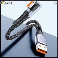 AIMEE โทรศัพท์มือถือ สายข้อมูล สายชาร์จ USB C สาย USB C TO USB Type C มุมขวา ชาร์จเร็ว Pd 66W