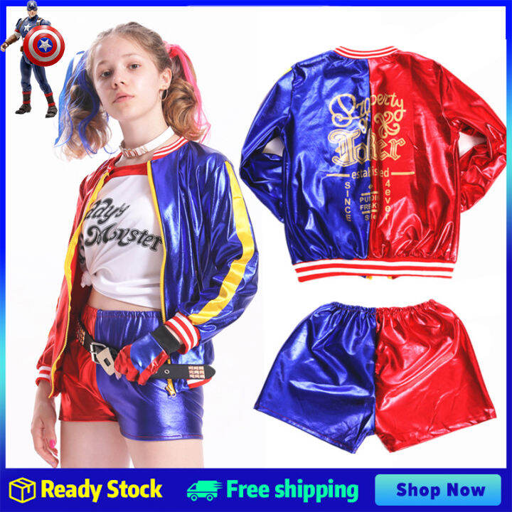 Uicide Squad Harley Quinn Clown Girl Cosplay Costume Woman 