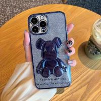 Apple 13pro กาวนิ่มเคสโทรศัพท์มือถือ IPhone11เคสลายกากเพชร12Promax หมีรุนแรง XR แบบตรงชุบไฟฟ้า Xsmax