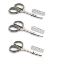 【YF】 Stainless Steel Straight Curved and Round Tip Mustache Beard Facial Nose Hair Trimming Scissor Set with Safety Cover