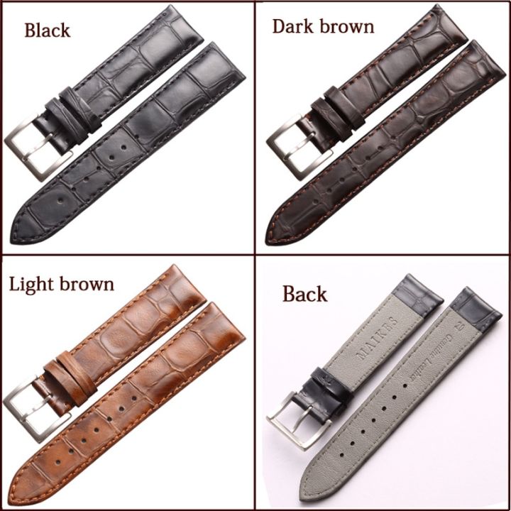 maikes-สายหนังแท้อุปกรณ์เสริมสายนาฬิกาแฮนด์เมด18มม-19มม-20มม-22มม-กำไลข้อมือนาฬิกาข้อมือสีดำสีน้ำตาลอ่อน