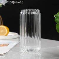 ✘❂ ivhefd Copo de vidro artesanal transparente com listras copos lábio canudos adequado para beber café vinho leite cerveja cola suco frios 400 ml 500ml