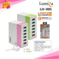 Lumira รุ่น LH-001 หัวชาร์จ 6พอร์ต Qualcomm Quick Charge 3.0 USB Charger 6 Port 8A มาพร้อมสายยาว 1.2เมตร