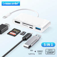 อะแดปเตอร์5-In-1 1080P HDMI พอร์ตไฟฟ้า USB AV ดิจิทัลและ SD/บัตร TF ขั้วต่อตัวอ่านกล้อง USB พร้อมหน้าจอ HDMI ซิงค์เข้ากันได้กับโทรศัพท์/แผ่น/ทีวี/มอนิเตอร์/โปรเจคเตอร์