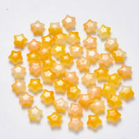 Imitation Jade Glass Beads Two Tone Star Yellow 8x8.5x4mm Hole: 1mm