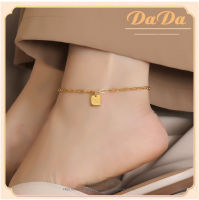 100%แท้ 18k ทอง anklet ผู้หญิงวินเทจโชคดีสแควร์โชคดีเครื่องประดับจดหมายโชคดีสําหรับของขวัญวันเกิดของแฟน