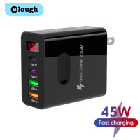 Elough เครื่องชาร์จ PD USB 45W,ที่ชาร์จเร็ว3.0 Type C อะแดปเตอร์ชาร์จสำหรับเร็ว iPhone 14 Pro จอแสดงผลดิจิตอลเครื่องชาร์จติดผนังโทรศัพท์แบบพกพา