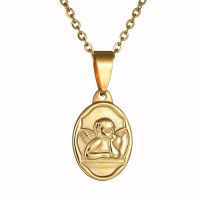 Cupid Pattern Pendant Necklace Cute Angel Necklace Popular Stainless Steel necklace for Women and Men Jewelry Gift