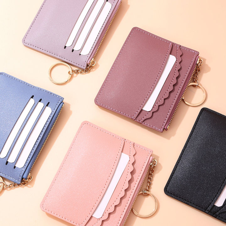 New Brand Super Thin Small Wallet Slim Women's Leather Key Chain ID Credit  Card Holder For Female Ladies Mini Coin Purse