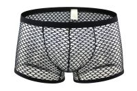 【YF】۞  Large Hole Transparent Boxers for Men Low Waist Stretch Mesh Breathable Panties Shorts Hombre