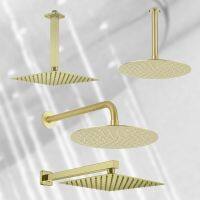 ❁► Gold Plated Overhead Shower Head Shower Arm Big and Small Square Round SUS304 Stainless Steel Brushed Oval Modern Indoor Outdoor