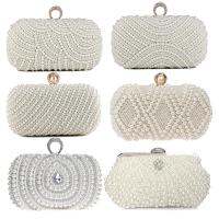 Beaded Diamonds Women Evening Bags Vintage Embroidery Small Pearl Day Clutch Shoulder Chain Handbags Rhinestones Purse