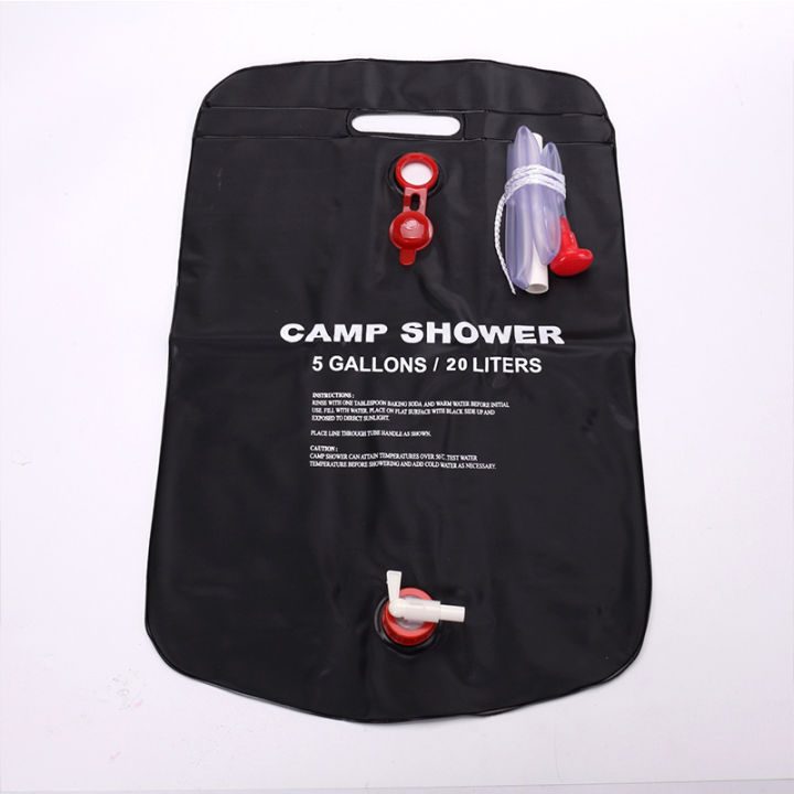 กระเป๋าใส่อุปกรณ์อาบน้ำตั้งแคมป์ใน20l-พีวีซีพับได้ถุงใส่น้ำอาบน้ำทำความร้อนด้วยแสงอาทิตย์สำหรับเดินป่ากลางแจ้งแบกเป้