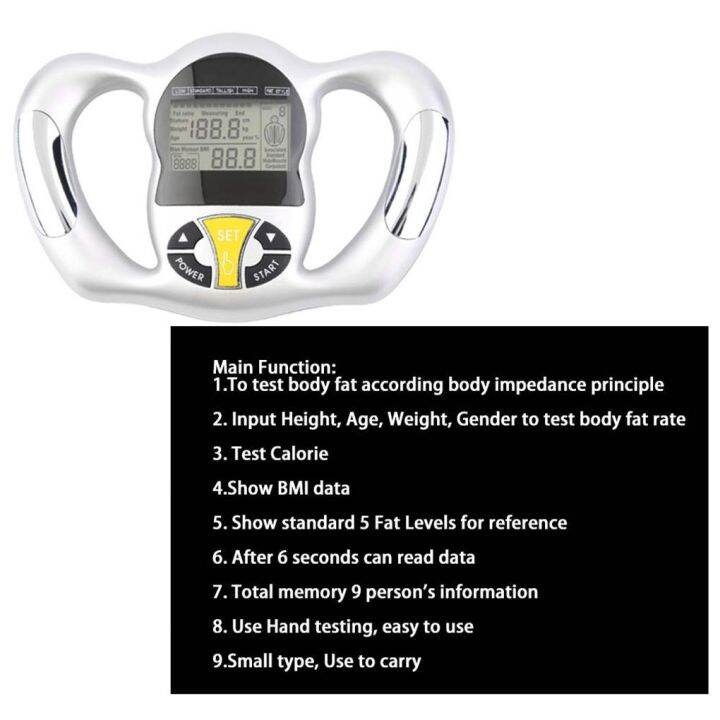 Digital Lcd Bmi Body Fat Scale Handheld Weight Body Fat Water Muscle