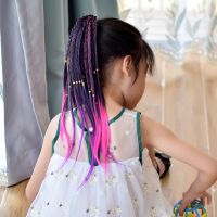 ♗ↂ Ponytail Hair Ornament Gradient Color Elatric Hair Band Cute Wig Kids Hairpins Rubber Bands DIY Braided Fashion Hair Accessories