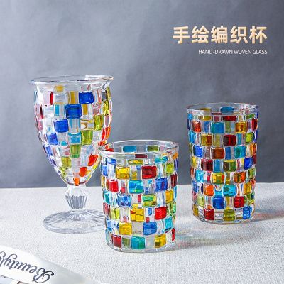 ✧♛  Italian painted glass striped crystal whiskey designer with the same style of Xiaohongshu net red