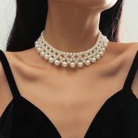 Bohemian Personalized Handwoven Pearl Clavicle Necklace Women 39;s European and American INS Fashion Exaggerated Neckchain Jewelry