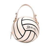 Women Ladies Football Volleyball Round Crossbody Shoulder Bag PU Leather Tote Purse Handbag Chain Purse Satchel G5AE