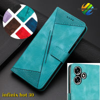 เคสหนังพลิกสำหรับ Infinix Hot 30 Hot30มีเส้นนูนเคสโทรศัพท์ Lite ที่ใส่การ์ดโทรศัพท์มือถือเคสหนัง