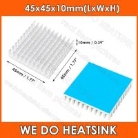 45x45x10mm Silver Slotted Anodized Aluminum Heat Sink 1.77x1.77x0.39" Cooler Radiator Heatsink with Thermal Conductive Heat Tape Adhesives  Tape