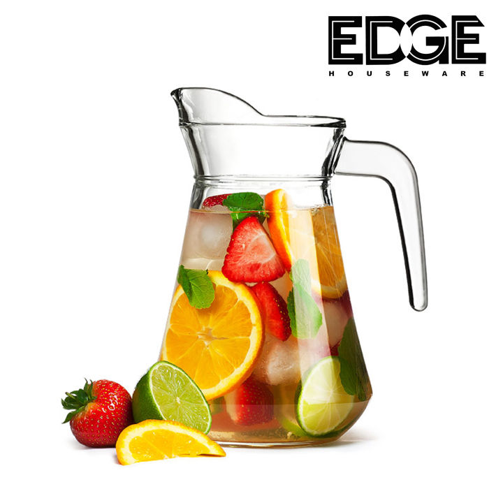 Edge Glass Water Pitcher with Spout – Elegant Serving Carafe for