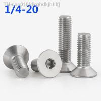 Flat Countersunk Head Screw UNC 1/4-20 US Screw Thread 304 Stainless Steel Hex Hexagon Socket Flat Countersunk Head Screw Bolt