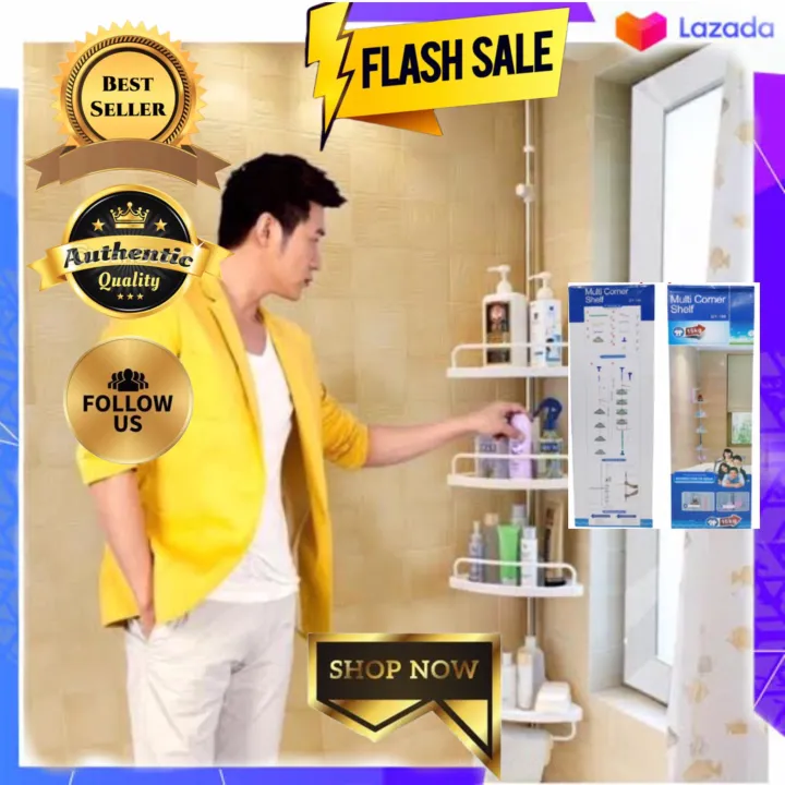 (CZ888) MULTI CORNER SHELF Bathroom Multi Corner Shelf Bathroom Corner Shelf, 4 Tier Telescopic