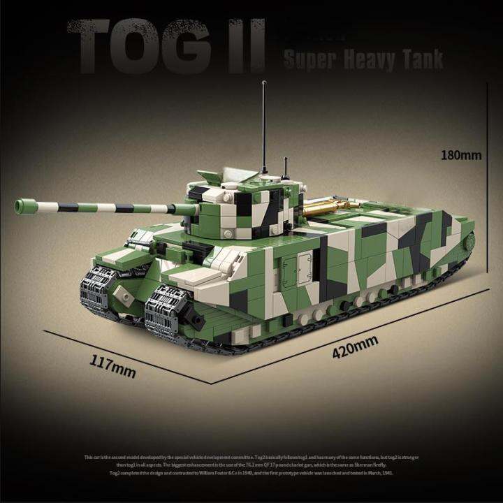 ชุดแบบทหาร-ww2ชุด-tog-ii-รถถังหนักของสะสมยานพาหนะสำหรับรบเครื่องประดับโมเดลบล็อกตัวต่ออิฐของขวัญของเล่น