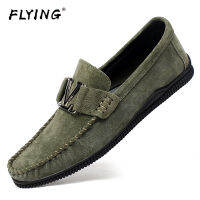 FLYING รองเท้าหนังแท้แฟชั่นระบายอากาศได้1 Slip-On สำหรับผู้ชาย,รองเท้าหนังสไตล์อังกฤษลำลองเรียบง่ายกันลื่นพื้นนุ่มดูดซับแรงกระแทกสำหรับใส่ทุกวัน