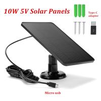 10W 5V Solar Panels Charger Micro USB Type-C 2in1 Charging Portable Solar Cells for Security Camera/Small Home Light System