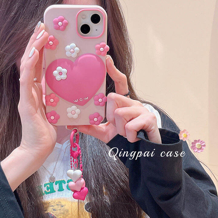 สีชมพูรักดอกไม้เคสโทรศัพท์สำหรับ-iphone13promax-สามมิติรักเคสโทรศัพท์สำหรับ-iphone12-น่ารักรักโทรศัพท์จี้สำหรับ-iphone11-ซิลิโคนเคสโทรศัพท์