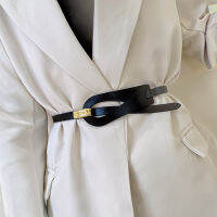 ใหม่เกาหลีบาง PU หนังเข็มขัดผู้หญิง Lady R สีทึบปรับเข็มขัดเอว Coat Dress Decor Waistbands Straps