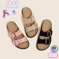 IBAII.  รองเท้าแตะสไตล์คู่ส้นหนา Velcro สีแดงสุทธิใหม่และรองเท้าแตะที่ให้ความรู้สึกเหยียบขี้