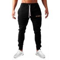 สีดำ Joggers กางเกงผู้ชายสบายๆบางกางเกงผ้าฝ้ายกางเกงฝึกอบรมชายยิมออกกำลังกายกางเกงฤดูใบไม้ผลิวิ่งกีฬากางเกงวอร์ม