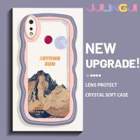 Jjlingji เคสสำหรับ Realme 3 Pro เคส3i Realme แฟชั่นลายตะวันตกดินขอบลอนเคสมือถือกันกระแทกแบบใสนิ่มเคสป้องกันซิลิกาเจลโปร่งใสลายกล้องถ่ายรูปเก๋ไก๋