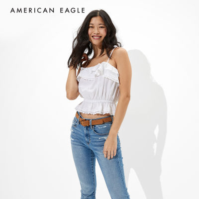 American Eagle Ruffled Tie-Strap Crop Top เสื้อ ผู้หญิง ทรงครอป (EWSB 035-3159-100)