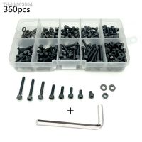 ■ 360pcs/set Black Din912 M2 M2.5 M3 Allen Bolt Hex Socket Round Cap Head Screw And Nut Assortment Kit Set