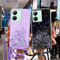 เคสโทรศัพท์ Vivo Y27 5G พร้อมการออกแบบท้องฟ้าเต็มไปด้วยดวงดาวเลื่อมระยิบระยับเชือกยาวแบบใสกันกระแทก Vivo Y27ปลอกซิลิโคนแฟชั่น5G