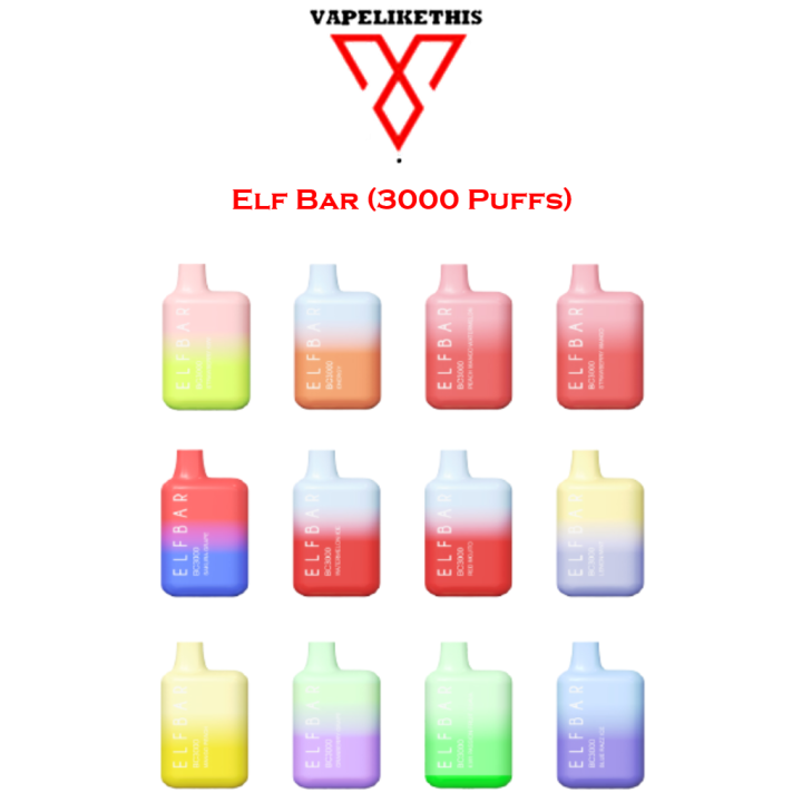 VapeLikeThis Elf Bar Disposable Fruity Creamy Series up to 3000 Puffs
