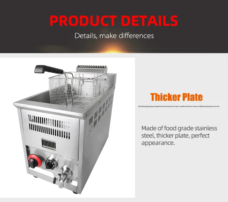 GF71A Commercial Restaurant Adjustable 8L LPG Gas Deep Fryer With Temperature  Control