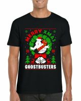 2023 NewMerry Christmas Ghostbusters เสื้อยืดสีดำตลกของขวัญผู้ชายผู้หญิงวินเทจ HOT