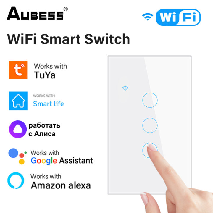 รีโมทคอนโทรลไฟบ้านไร้สายอัจฉริยะ-abaaba-tuya-touch-wifi-สมาร์ทสวิตช์ผนังสำหรับแสง-wifi-rf-ต้องใช้สายไฟเป็นกลาง